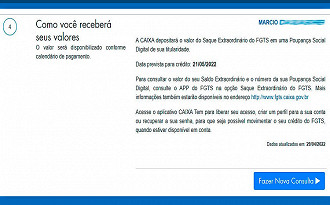 Consulta do FGTS traz data do depósito Consulta do FGTS traz data do depósito