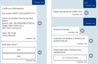 Dados preenchidos, é hora de conferir e inserir a senha do app.