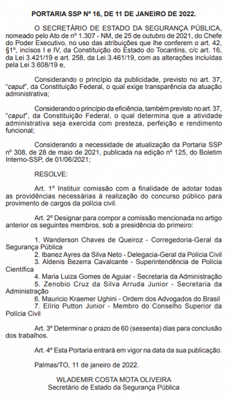 Portaria SSP n° 16 Portaria SSP n° 16