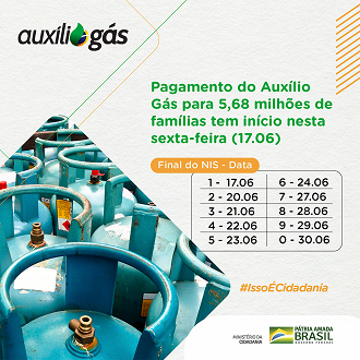 Vale Gás dos Brasileiros: benefício será de R$ 53 em junho. Imagem: Ministério da Cidadania.