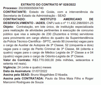 Extrato do contrato