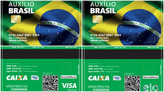 Novo cartão do Auxílio Brasil possui chip e permite compras na função débito. Imagem: Min. da Cidadania.