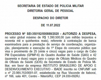 Despacho de licitação Despacho de licitação