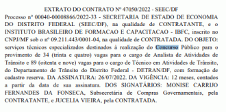 Extrato concurso Detran-DF 2022