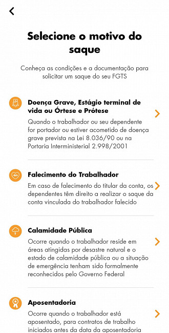 Trabalhador pode solicitar outras modalidades de saque pelo app do FGTS.