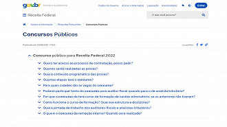 Página da Receita Federal sobre Concurso 2022 Página da Receita Federal sobre Concurso 2022