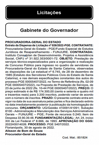 Contrato FGV - Concurso PGE-SC 2022 Contrato FGV - Concurso PGE-SC 2022