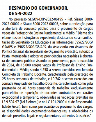 Autorização do Concurso - SEE SP