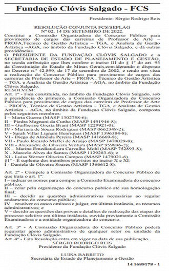 Concurso FCS - Comissão definida Concurso FCS - Comissão definida