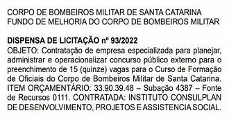 Concurso Bombeiros SC - Banca definida