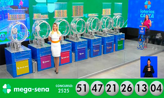 Resultado da Mega-Sena 2525 - Fonte: Caixa Resultado da Mega-Sena 2525 - Fonte: Caixa
