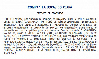 Concurso Docas do Ceará - Extrato de contrato da banca