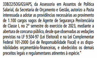 Autorização do concurso Polícia Penal de São Paulo