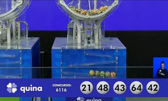 Resultados da Quina 6116. Créditos: Reprodução/Caixa Resultados da Quina 6116. Créditos: Reprodução/Caixa