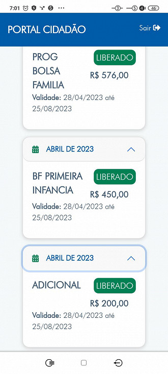 Portal Cidadão mostra valor do Bolsa Família em abril.
