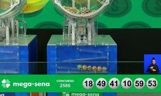 Números sorteados na Mega-Sena 2586. Créditos: Reprodução/Caixa Números sorteados na Mega-Sena 2586. Créditos: Reprodução/Caixa