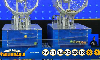 Números sorteados no +Milionária 49. Créditos: Reprodução/Caixa Números sorteados no +Milionária 49. Créditos: Reprodução/Caixa