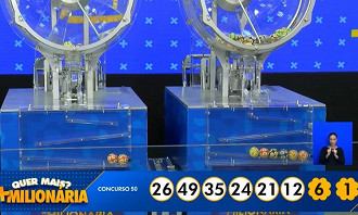Números sorteados no +Milionária 50. Créditos: Reprodução/Caixa Números sorteados no +Milionária 50. Créditos: Reprodução/Caixa