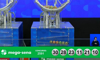 Números sorteados na Mega-Sena 2591. Créditos: Reprodução/Caixa Números sorteados na Mega-Sena 2591. Créditos: Reprodução/Caixa