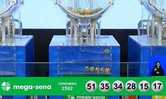 Números sorteados na Mega-Sena 2592. Créditos: Reprodução/Caixa Números sorteados na Mega-Sena 2592. Créditos: Reprodução/Caixa