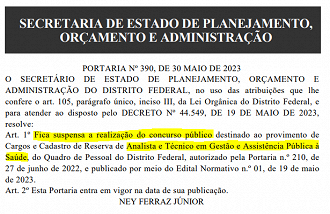 Concurso SES-DF 223 é suspenso