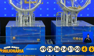 Números sorteados na +Milionária 52. Créditos: Reprodução/Caixa Números sorteados na +Milionária 52. Créditos: Reprodução/Caixa
