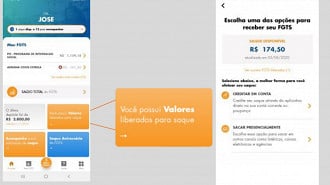 Se você possuir uma conta do FGTS com rescisão de contrato sem justa causa, terá a opção de ver os Valores liberados para saque no App FGTS - Reprodução CAIXA