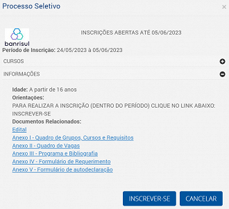 Página de inscrição do Processo Seletivo de Estágio Banrisul no Portal CIEE - Reprodução