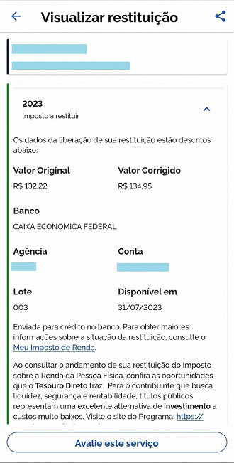 Contribuinte pode consultar o valor da restituição no aplicativo IRPF