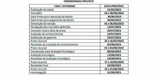 Cronograma do concurso