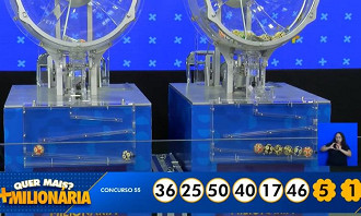 Números sorteados na +Milionária 55. Créditos: Reprodução/Caixa