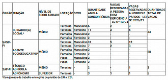 Cargos do edital SEAD/PI 2023