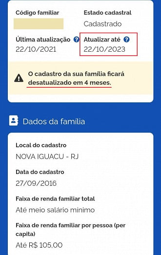 Consulta no app Cadúnico mostra quando a família deve atualizar o cadastro