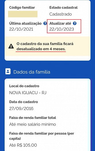 Consulta no app Cadúnico mostra quando a família deve atualizar o cadastro Consulta no app Cadúnico mostra quando a família deve atualizar o cadastro