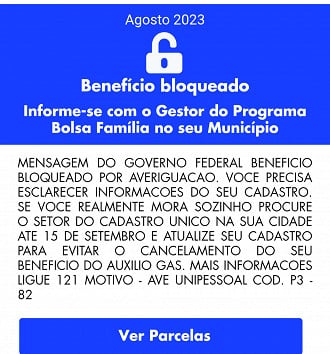 Bolsa Família bloqueado por averiguação