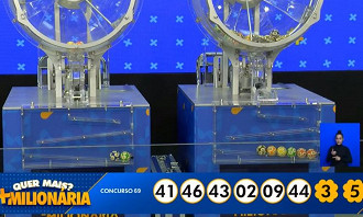 Números sorteados na +Milionária 69. Créditos: Reprodução/Caixa Números sorteados na +Milionária 69. Créditos: Reprodução/Caixa