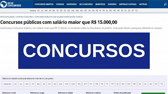 Site Ache Concursos mostra 20 bons concursos com salários acima de R$ 15 mil - Créditos: Divulgação.