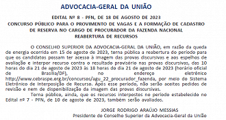 Conselho da AGU fixa novas datas no concurso de 2023 - Reprodução/DOU