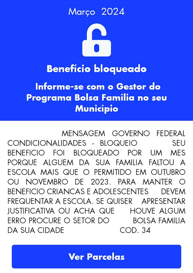 Bolsa Família bloqueado por um mês; Veja motivo e como resolver