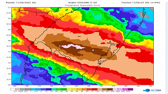 Novo Ciclone se aproxima da parte sul do RS podendo trazer 300 mm de Chuva na semana - Fonte: Metsul