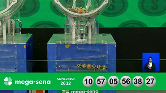 Números sorteados na Mega-Sena 2632. Créditos: Reprodução/Caixa Números sorteados na Mega-Sena 2632. Créditos: Reprodução/Caixa
