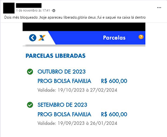 Bolsa Família desbloqueado em novembro