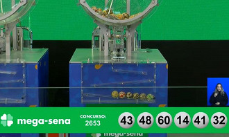 Números sorteados na Mega-Sena 2653. Créditos: Reprodução Números sorteados na Mega-Sena 2653. Créditos: Reprodução