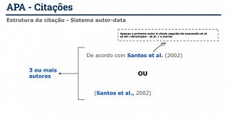 Modelo de citação com três autores. Créditos: Reprodução/Biblioteca Central UnB