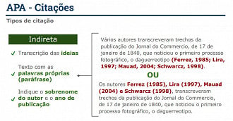 Modelo de citação indireta. Créditos: Reprodução/Biblioteca Central UnB