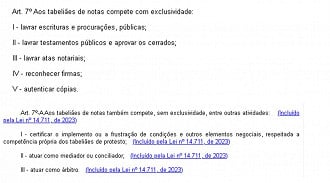 Atribuições dos Tabeliães de Notas conforme Lei 8.935/94 Atribuições dos Tabeliães de Notas conforme Lei 8.935/94