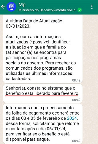 Consulta do Bolsa Família no Whatsapp