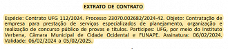 Contrato entre a Câmara de Cidade Ocidental, Instituto Verbena e FUNAPE