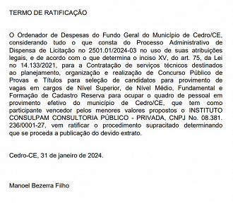 Prefeitura de Cedro-CE: banca contratada Prefeitura de Cedro-CE: banca contratada