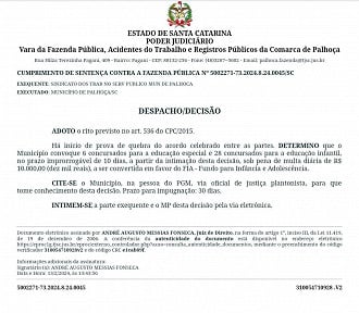 Justiça decide a favor dos concursados de Palhoça-SC